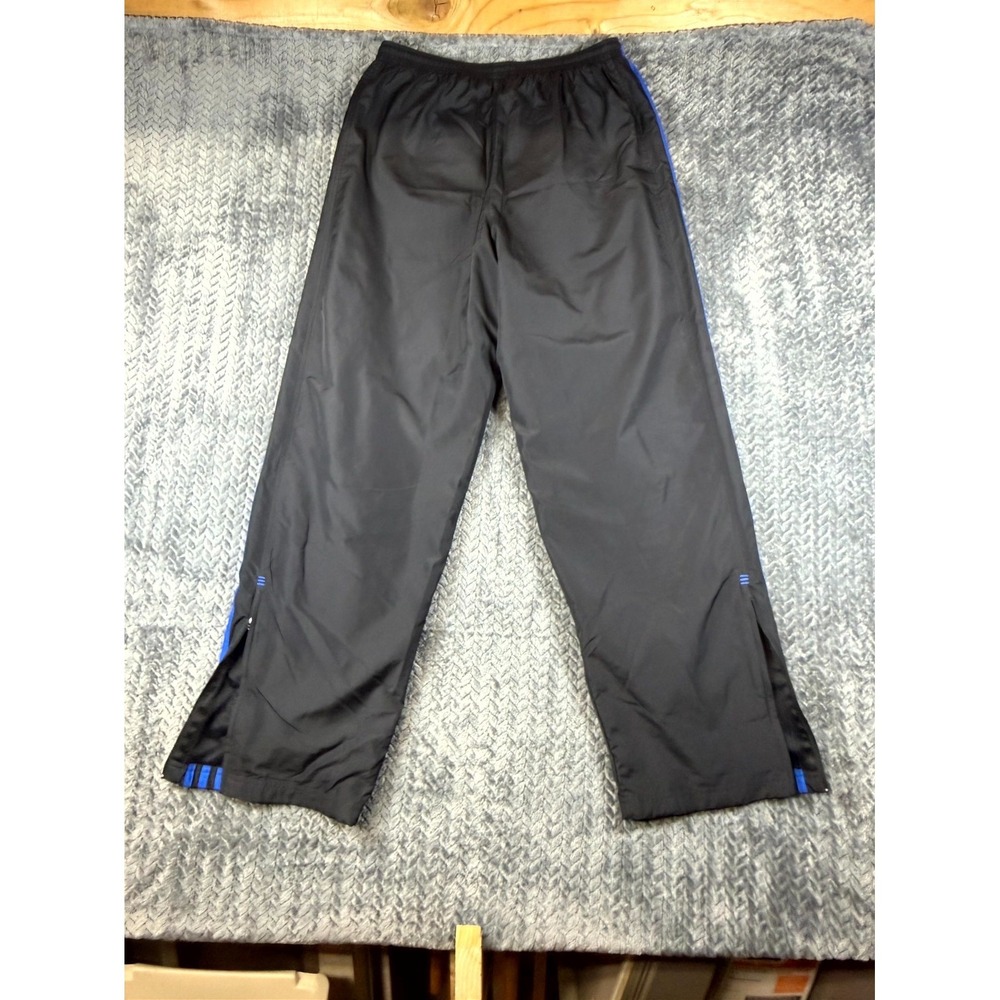 Adidas Track Pants Mens Medium Black 3 Stripe Mid Rise Straight Leg Ankle Zip